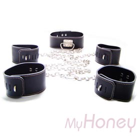 Bondage Collar with Wrist and Ankle Cuff
