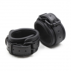 Black Leather Sponge Handcuffs